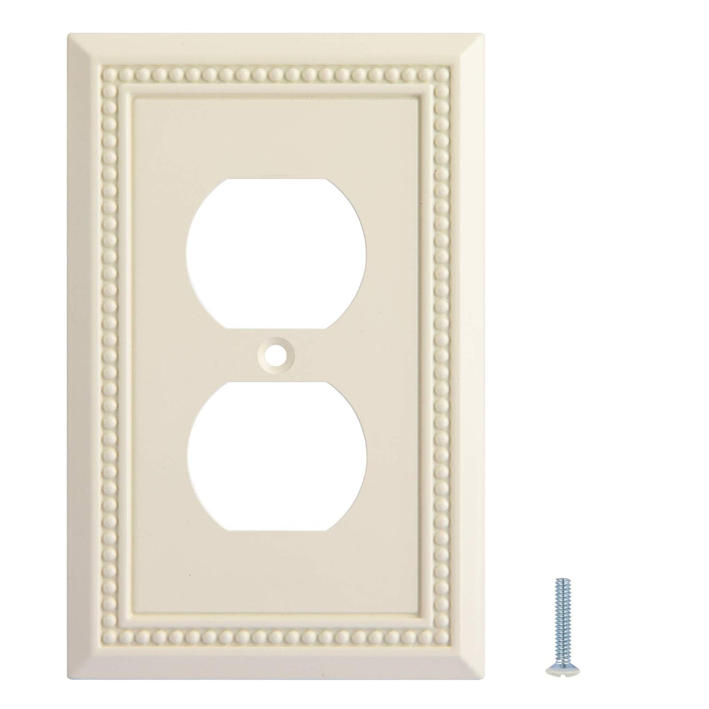 Henne Bery Sunken Pearls Heavy Duty Decorative Wall Plate Switch Plate Outlet Cover, Durable Solid Zinc Alloy (Single Duplex 2PK, Light Almond)