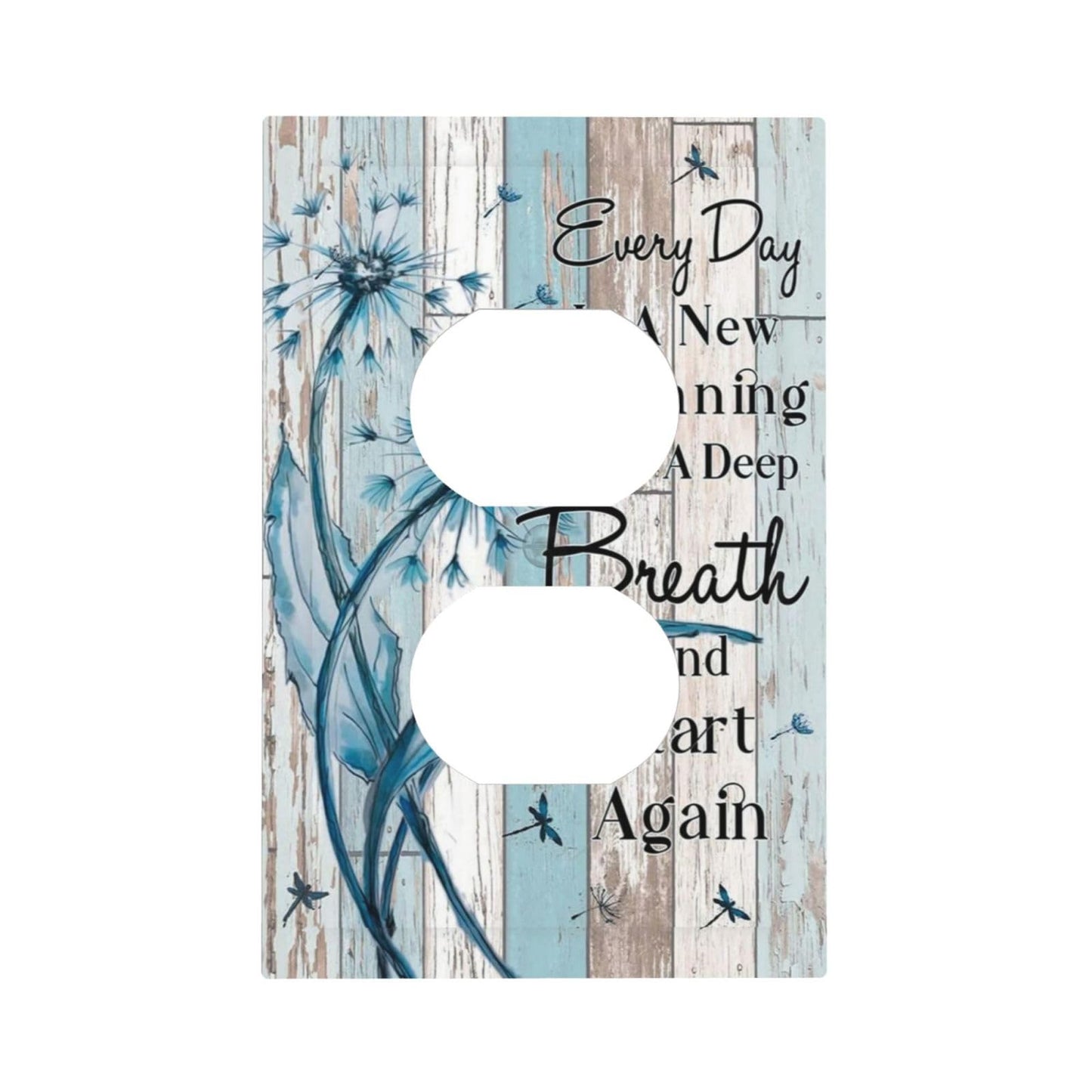 Decorative Outlet Covers Rustic Blue Dandelion Inspirational Quotes Grey Wood Plank 1 Gang Wall Plate Receptacle Duplex Light Switch Cover Plate Single Dual Plug Covers Electrical Switchplate
