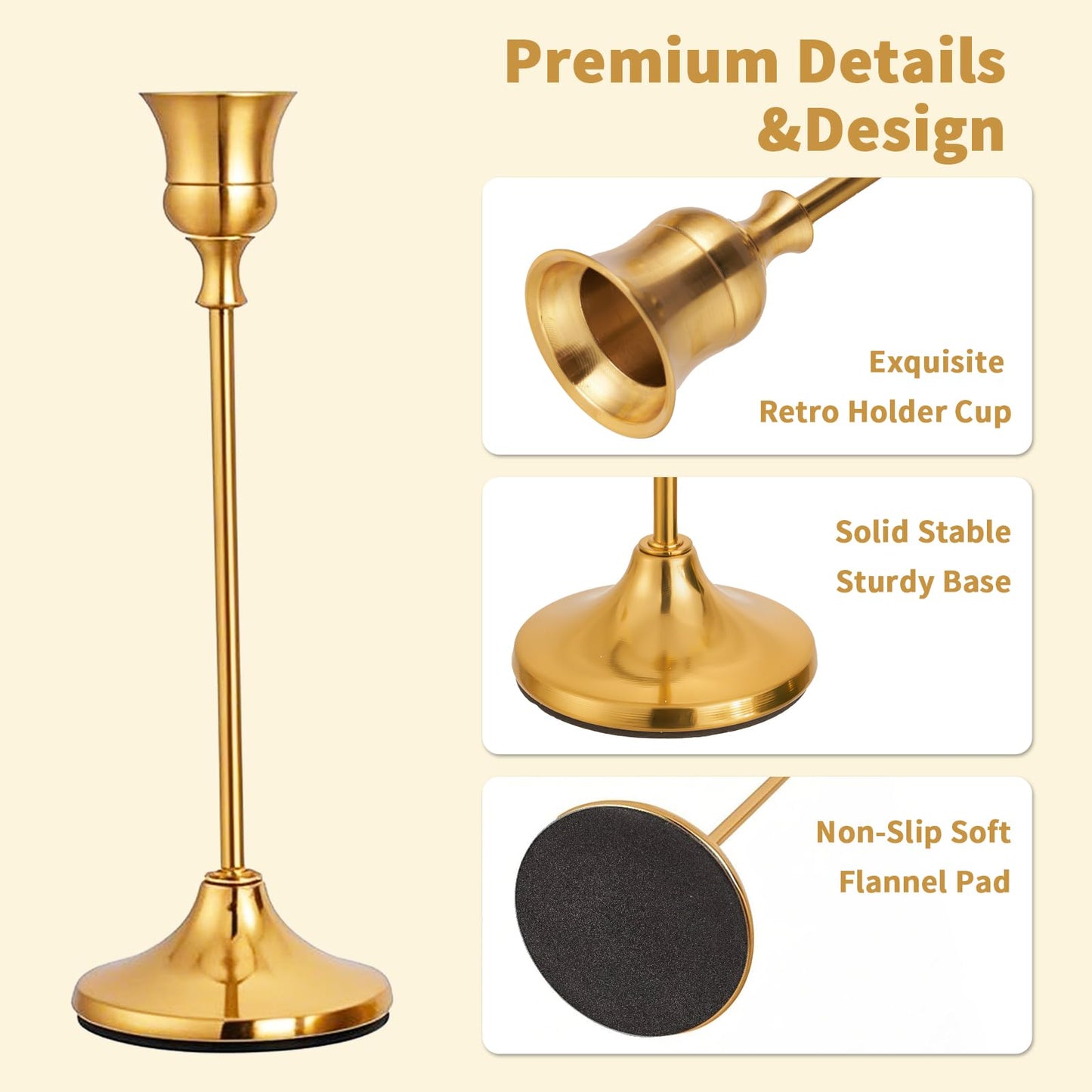 Chill Recipe Candlestick Holders Gold Taper Candle Holders 3 pcs Candle Sticks Holders for Home Decor Table Centerpiece Wedding Housewarming Festival