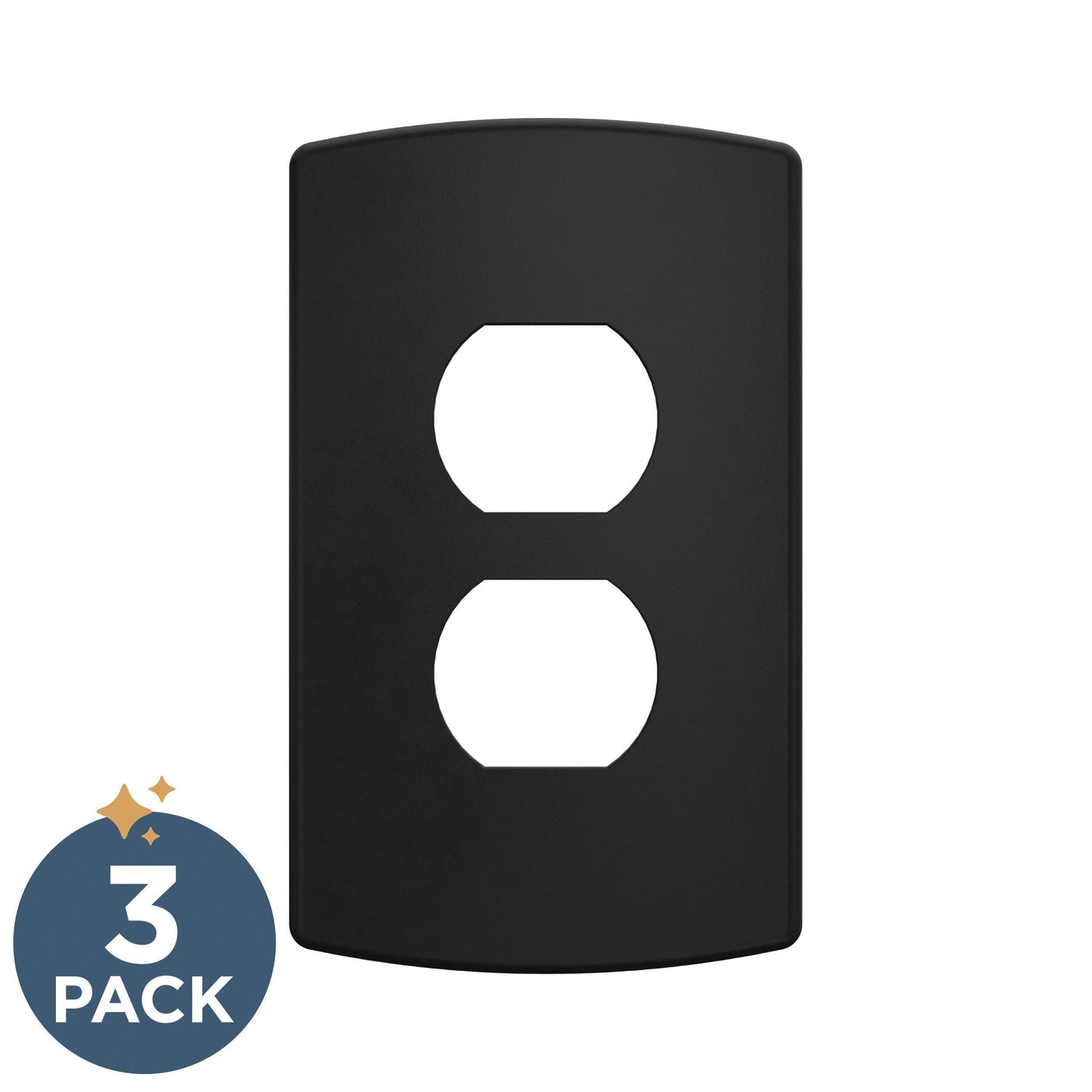 Franklin Brass Soft Modern Single Duplex Outlet Cover - 1-Gang - Single Duplex Wall Plate for Electrical Outlet - Screwless Concealed Mount - Durable Materials - W42466K-FB-CP - Matte Black - 3 Pack