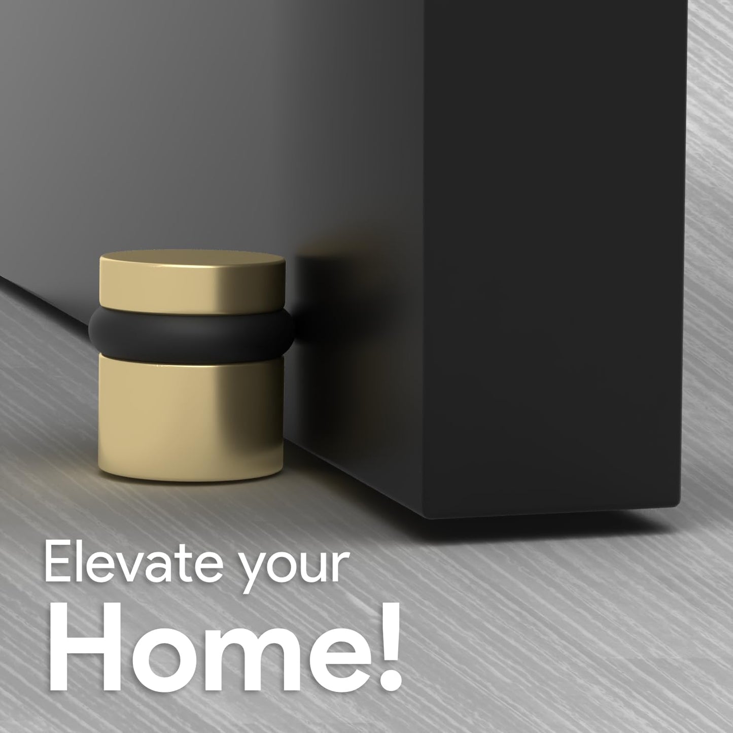 Floor Door Stopper Heavy Duty Solid Brass - Mega Handles Wall Protector from Door Knobs with Rubber Bumper, Mounting Hardware Included, for Hardwood Carpet Tile - Satin Brass - 1.5 Inch