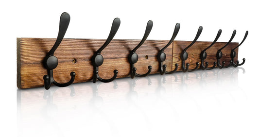 Homagic Coat Rack Wall Mount 31.5'' Coat Hanger Wall Mount Burnt Brown Coat Hooks for Wall Rustic Towel Racks for Bathroom Living Room Coat Hat Cloth