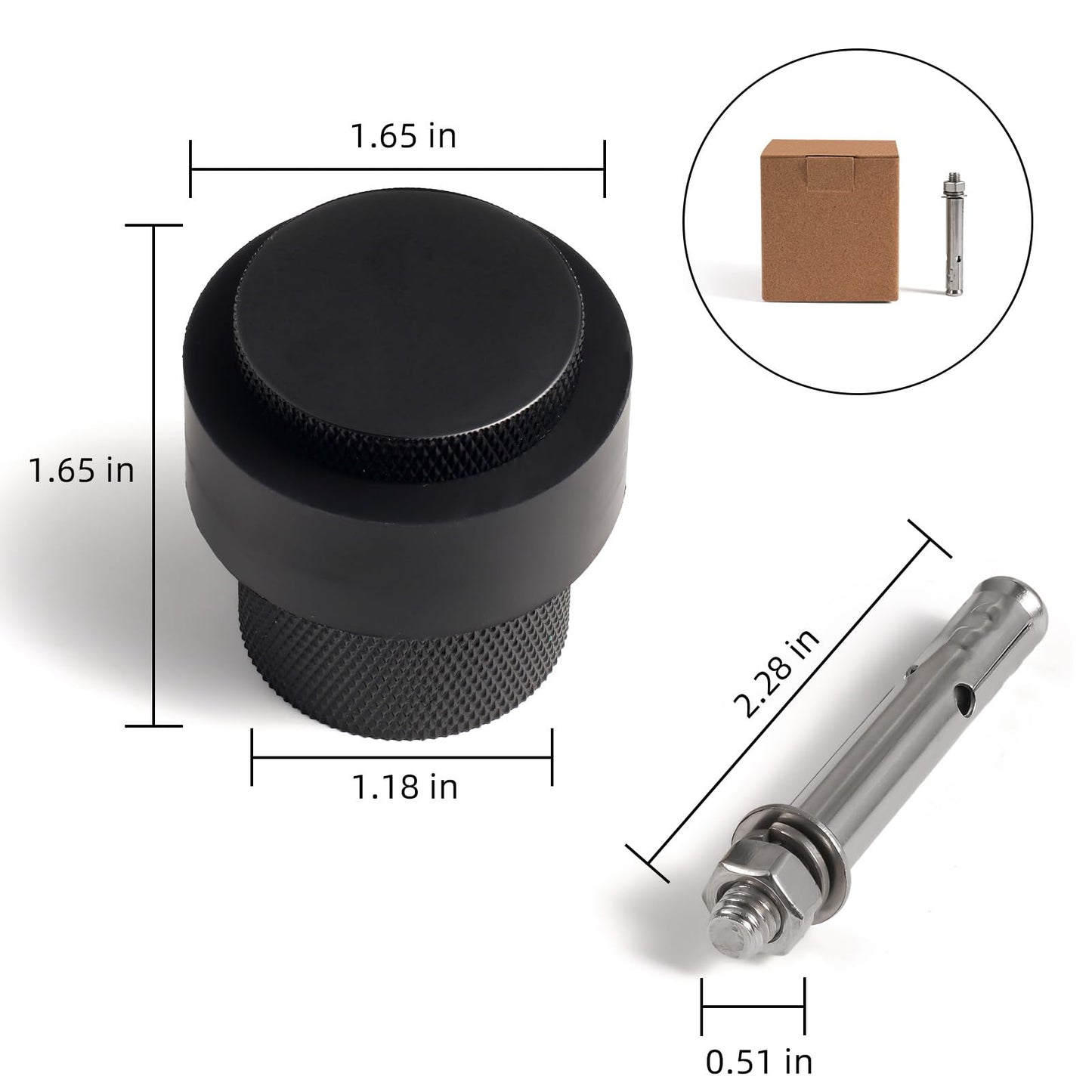 PANALI Floor Door Stop,1-1/2" Length 1-3/5"Height Cylindrical Floor Mount Door Stopper,Solid Heavy-Duty Brass Door Stoppers for Commercial Industrial and Home,Brass Doorstop,1Pack,Matt Black