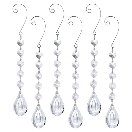 Sun Catchers with Crystals, 6Pcs Hanging Crystals Suncatchers for Windows, Clear Suncatchers Prisms Glass Pendant for Chandeliers, Garden, Christmas Tree Decor