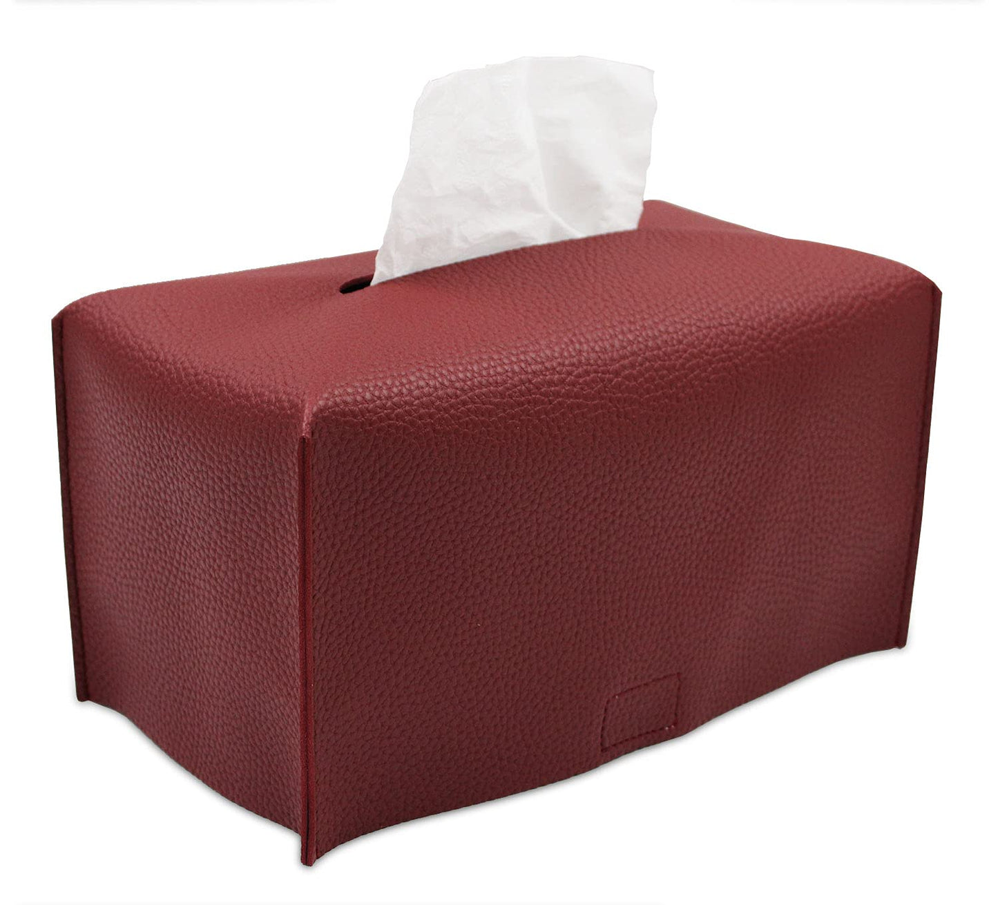 Livelab Tissue Box Cover, Modern Decorative PU Leather Rectangular Tissue Box Case Organizer Holder for Vanity Countertop, Night Stands, Livingroom, Office Desk & Car 9.5X5X5'' | Wine Red