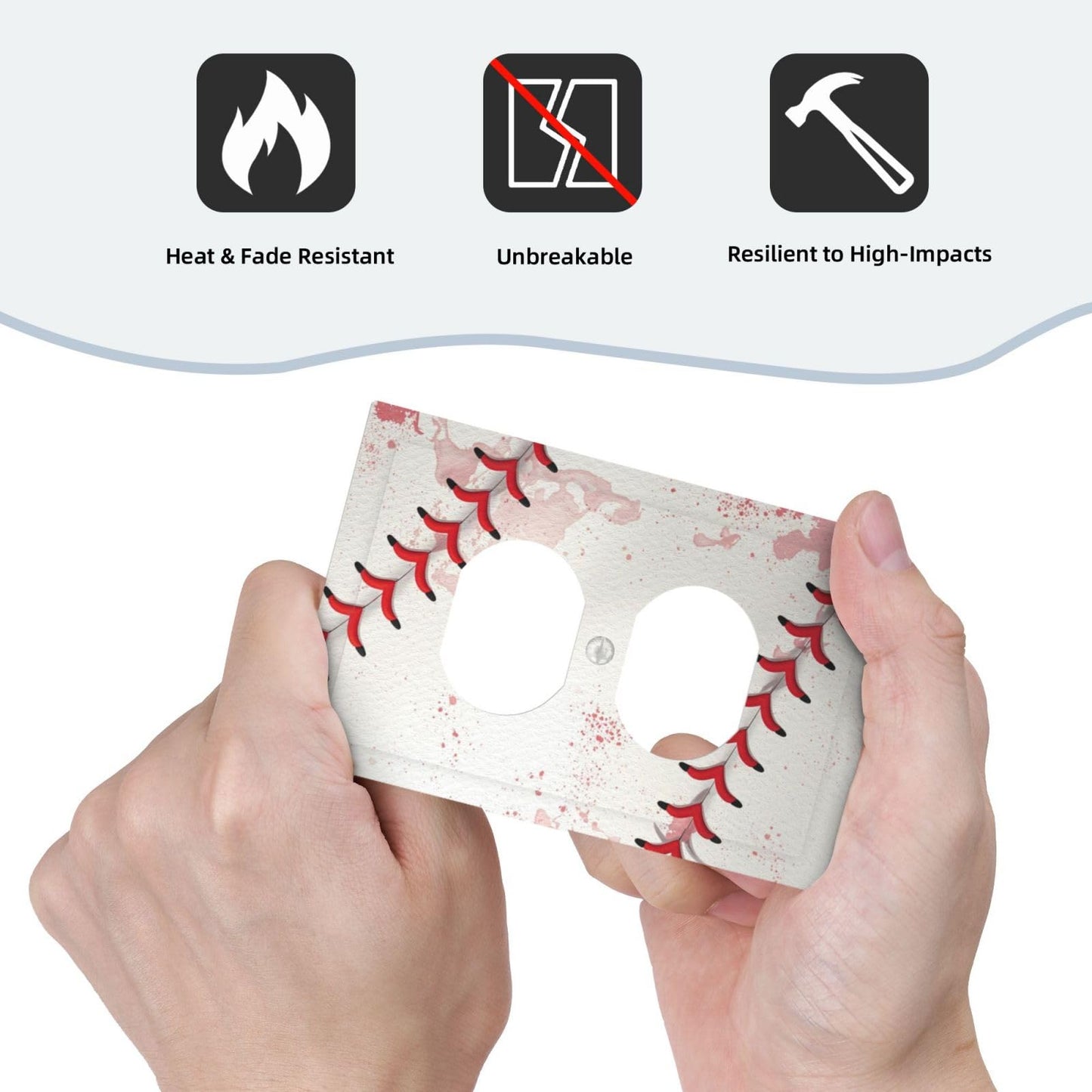 Wmhusu Outlet Covers Baseball Sports Ball Game 1 Gang Duplex Light Switch Cover Plate Decorative Wall Plates Electrical Switchplate Receptacle for Bathroom Bedroom Decor（2 Pack）