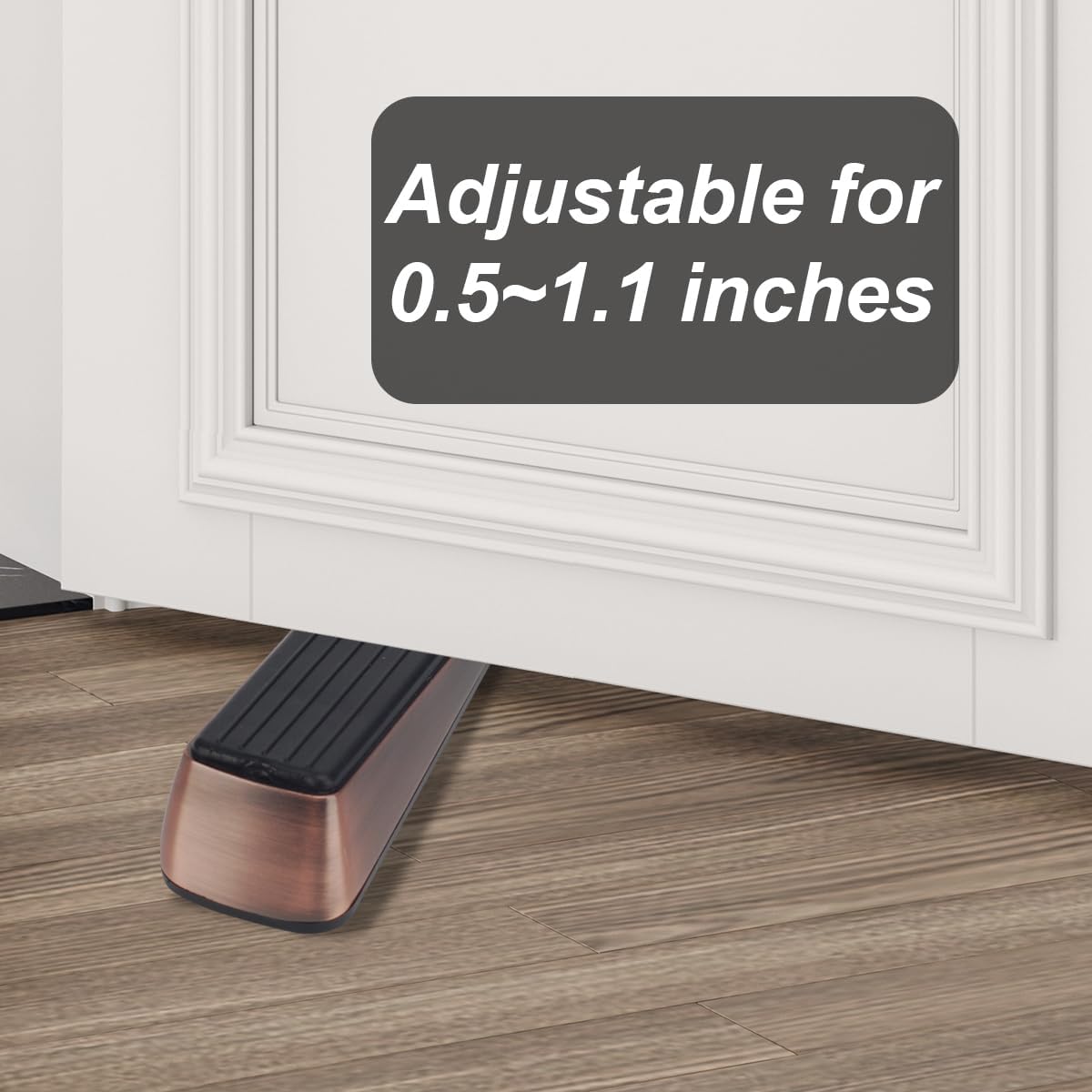 Weelott 2 Pack Door Stoppers,Zinc Alloy Door Stop with Anti-Slip Rubber Base,Heavy Duty Door Wedge for Bottom of Door, Door Holder to Keep Open,Includes Silencer Pads,Red Bronze