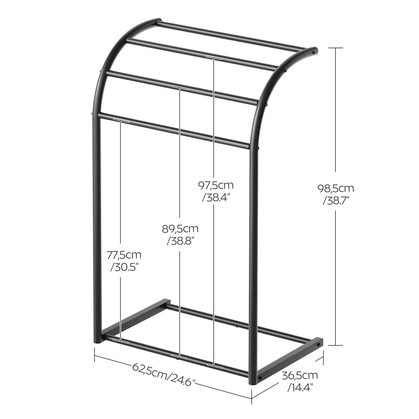 YATINEY Free Standing Towel Rack, 4-Tier Blanket Rack for Bathroom, Pool Towel Stand Display and Drying Rack, Modern Towel Blanket Storage Organizer, Black CJ07BK