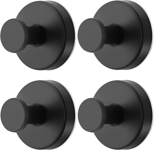 Black Wreath-Hanger, Strong Stainless Steel Suction-Cup-Wreath-Hooks, 4 Pack Wreath-Door-Hanger Fall Halloween Christmas Decorations, Welcome Sign for Front Door Indoor Outdoor, Reusable Holder