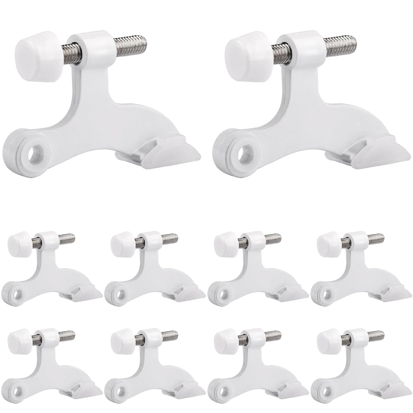 OBTANIM 8 Pack Hinge Pin Door Stopper Heavy Duty Metal Adjustable Door Stops with Rubber Bumper Tips (White)