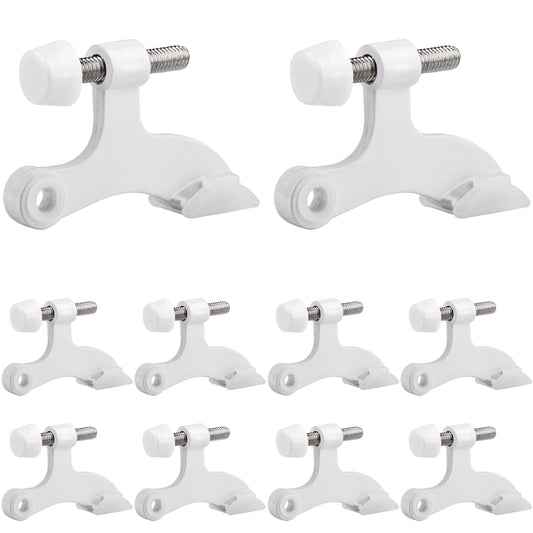 OBTANIM 8 Pack Hinge Pin Door Stopper Heavy Duty Metal Adjustable Door Stops with Rubber Bumper Tips (White)