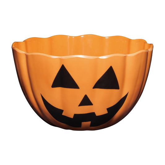 UP Halloween Pumpkin Melamine Candy Bowl, Mixing Bowl for Charcuterie, Food, Fruit, Salad, and Snack, BPA-Free, Dishwasher Safe, Shatter-Proof, Orange, 9 Inch