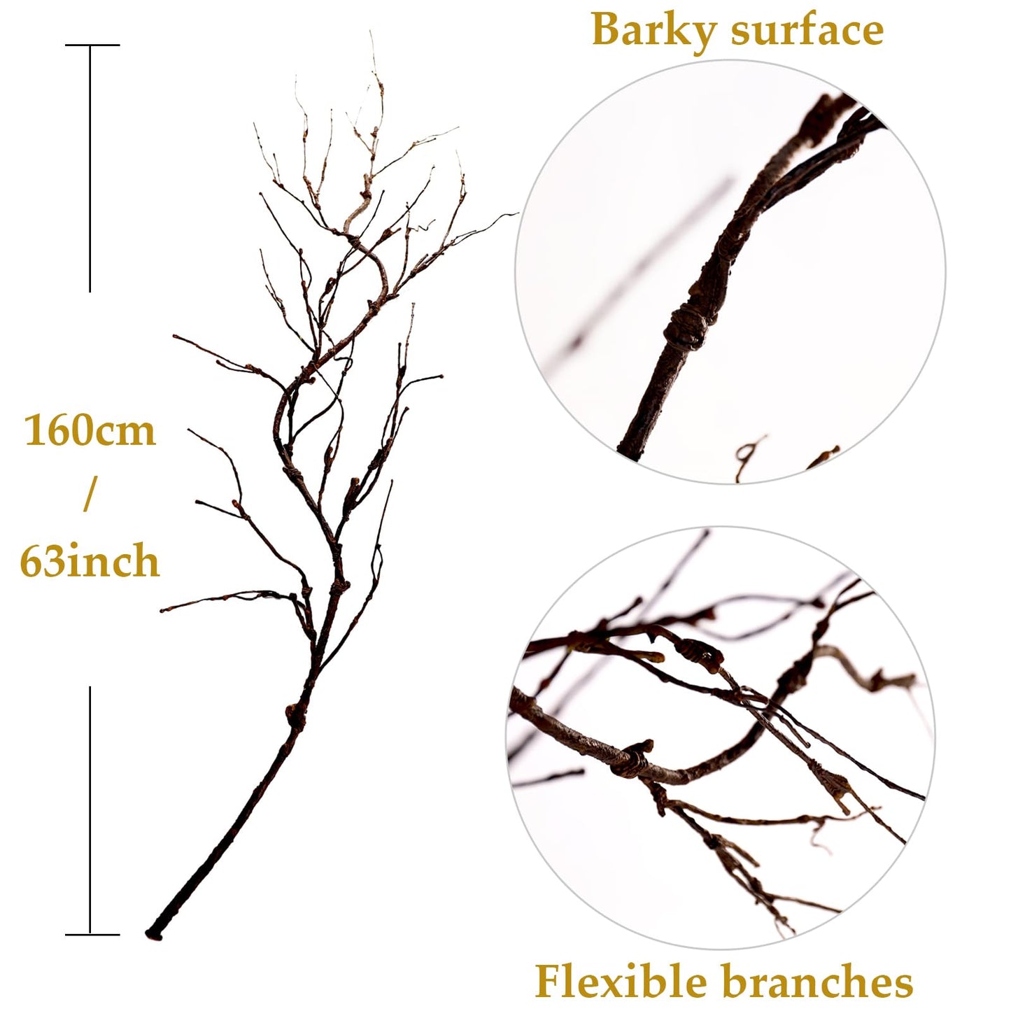 CONGZHANHH 4pcs 63in Black Bendable Fake Halloween Tree Branches Wall Decor