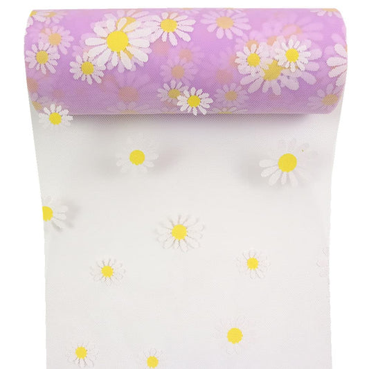 Yuanchuan Daisy Tulle Rolls 6 inch x 10 Yards (30 feet) Purple Color for Table Runner Chair Sash Bow Pet Tutu Skirt Sewing Crafting Fabric Wedding Unicorn Halloween Party Gift Ribbon (Purple)