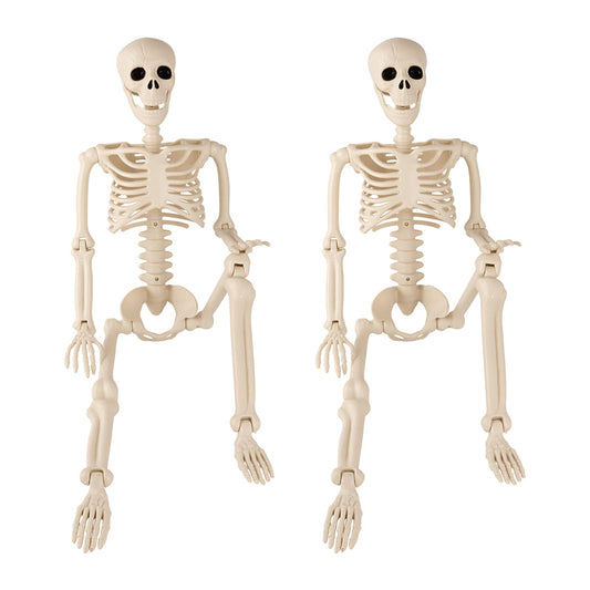 2 Pack 36" Halloween Skeleton, 3 ft Human Skeleton Full Body Posable Joints Plastic Skeleton for Halloween Decoration, Yard Patio Lawn Garden Skeleton Spooky Party Decoration Indoor Outdoor