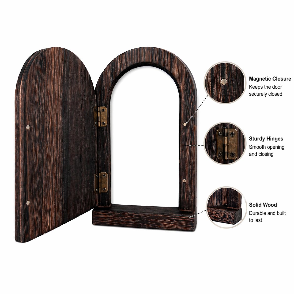 Upgraded Self-Adhesive Fairy Door Outlet Cover – Creative Wooden Cover that Conceals Wall Plates, Duplex Outlets, Switches, Stains & Wall Holes – Elf Door Wall Decor that Opens – 7.87'' Paulownia Wood