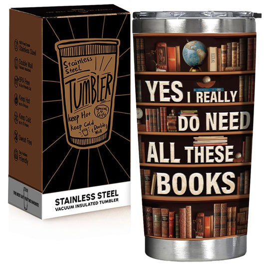 Qmoouoou Book Lovers Gifts for Women Librarian Book Lovers Reader - Need All These Books Reading Club Gifts, Bookish Gift for Readers, Reading Accessories Present for Birthday White Elephant