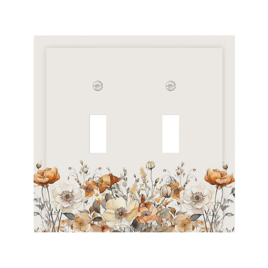 Decorative Switch Plate Covers Vintage Autumn Warm Flowers 2 Gang Double Toggle Light Switch Cover Plate Outlet Light Switch Cover Outlet Light Switch Cover for Bedroom Home Decor