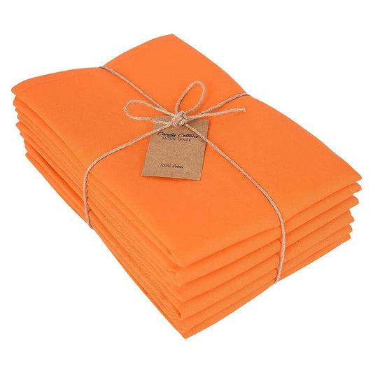 Candy Cottons Orange Cloth Dinner Cotton 18x18 in Washable Napkins Cloth|Absorbent Reusable Spring Easter Basket Decor Pk of 6 Table Napkins Cocktail Party Wedding Hotel Cafe Cloth Napkins