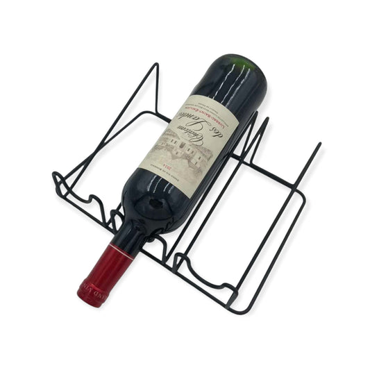 Countertop 3-Bottle Wine Holder - Modern Matte Black Metal Wine Rack - No Assembly Required