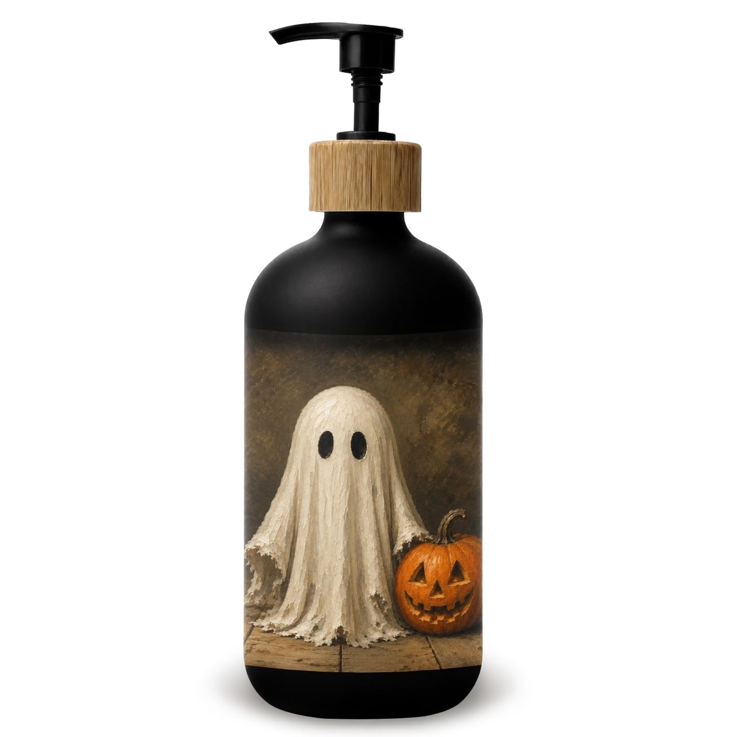 Stelloriellea Halloween Ghost Black Glass Soap Dispenser with Pump