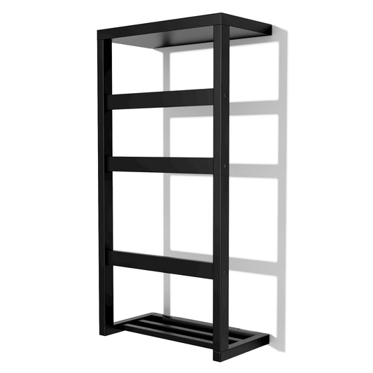 Bamboo Wall Blanket Ladder, 4-Tier Towel Racks, Bamboo Bath Towel Racks for Bathroom Wall Mounted, Decorative Blanket, Quilt, Towel, Scarf Ladder Shelves for Bathroom, Living Room, Bedroom， Black