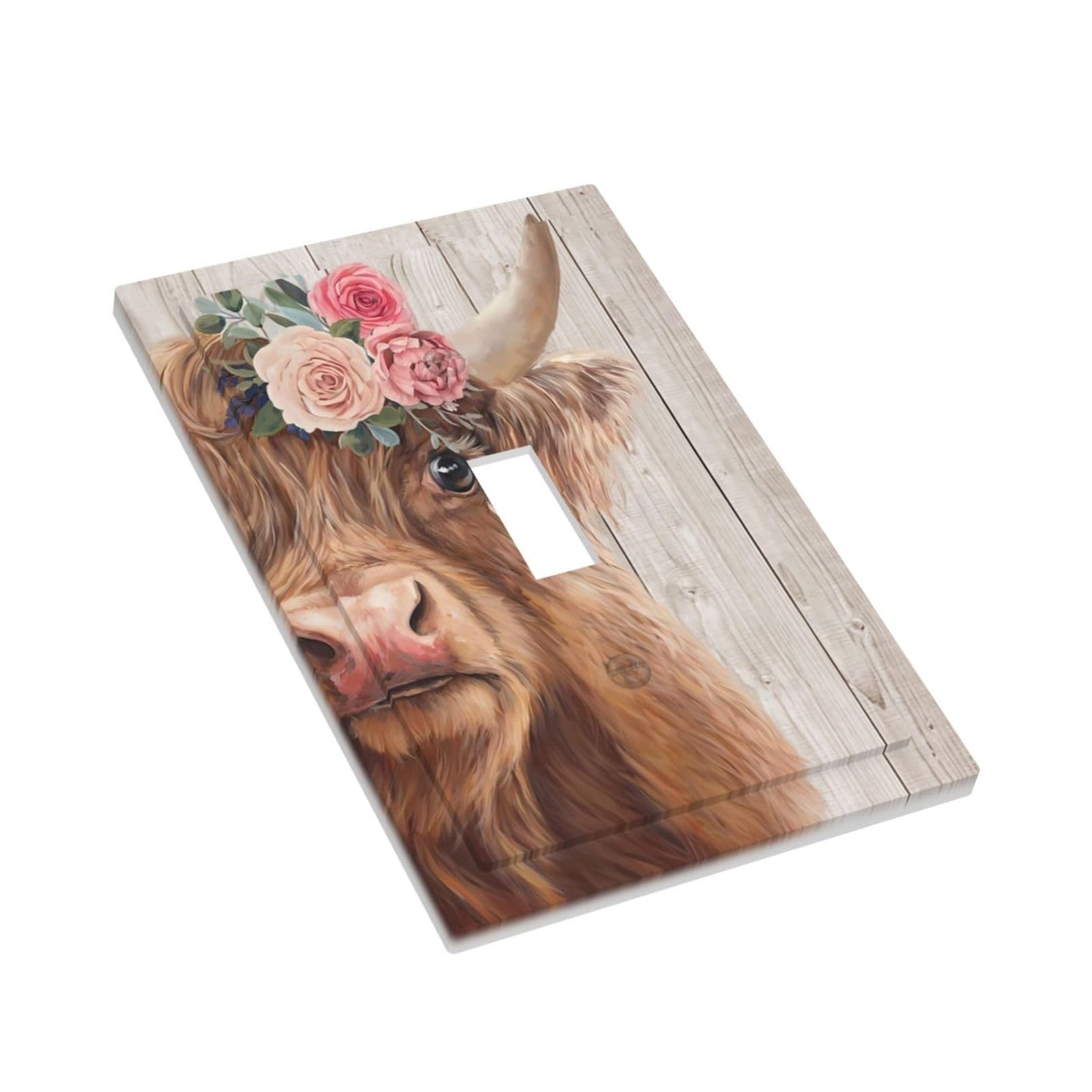 Lhdlnn Farmhouse Highland Cow Light Switch Cover 1 Gang Single Toggle Rustic Country Decorative Wall Plate Electrical Switchplate Receptacle Lightswitch Faceplate for Bathroom Bedroom Kitchen