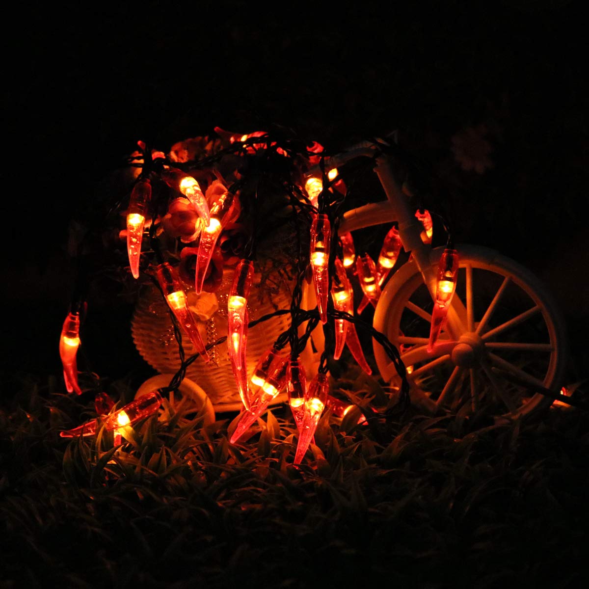Dreamworth Solar Red Chili String Lights, 30 LED Chili Shape Fairy Solar Operated String Lights for Wedding, Chinese New Year,Spring Festival,Party Decoration,Christmas
