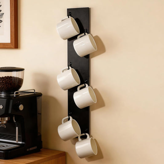 Yohsnor Coffee Mug Hanger Wall Mount - Stylish and Durable Storage Rack for Hanging Coffee Cups, Space-Saving Vertical Design, Fits Most Mugs and Travel Cups, Perfect for Kitchen and Office Use