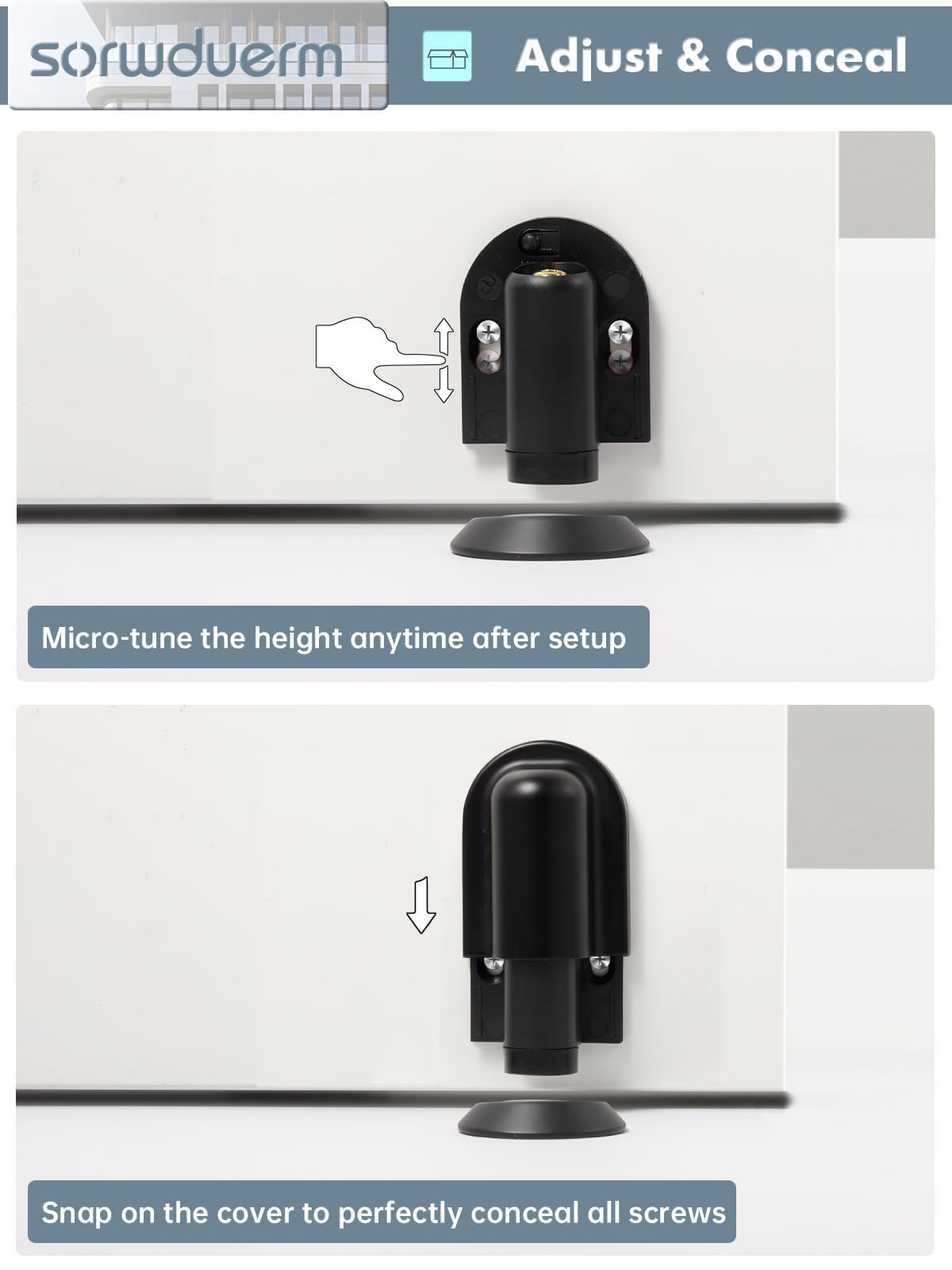 SORWDUERM 1 Pack Black Door Stopper Magnetic Door Cathc Matte Black Floor Mounted Door Stop Keep Door Open with Screws and Adhesive No Drilling