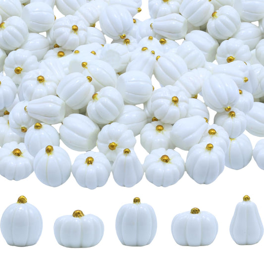 DoubleWood Mini Pumpkins for Crafts, 60Pcs Decorative Miniature Pumpkin, Little Fake Pumpkin, White Pumpkins for Fall Decor, Halloween, Thanksgiving, Vase Filler (60, White)