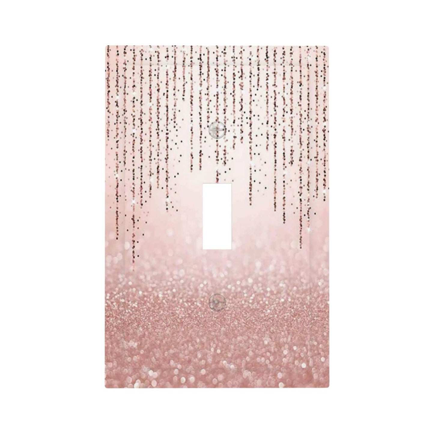 Pink Glitter Bling 1 Gang Light Switch Plate Decorative Single Toggle Wall Plate Cover Electrical Switchplate Faceplate for Women Girl Rose Gold Shining (No Sparkling Glitter) Bathroom Decorate 5" x 3