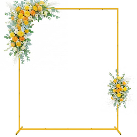 Wokceer Backdrop Stand Square Wedding Arch 6.6FT x 5.2FT Gold Metal Balloon Arch Backdrop Stand for Wedding Ceremony Birthday Party Baby Shower Photo Booth Background Decor