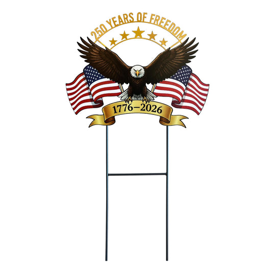 4th of July Decorations Outdoor,25.4" 250th Anniversary Patriotic Eagle Metal Decorative Garden Stakes for Memorial Day Independence Day USA Garden Decor, Red White Blue Americana Welcome Yard Signs