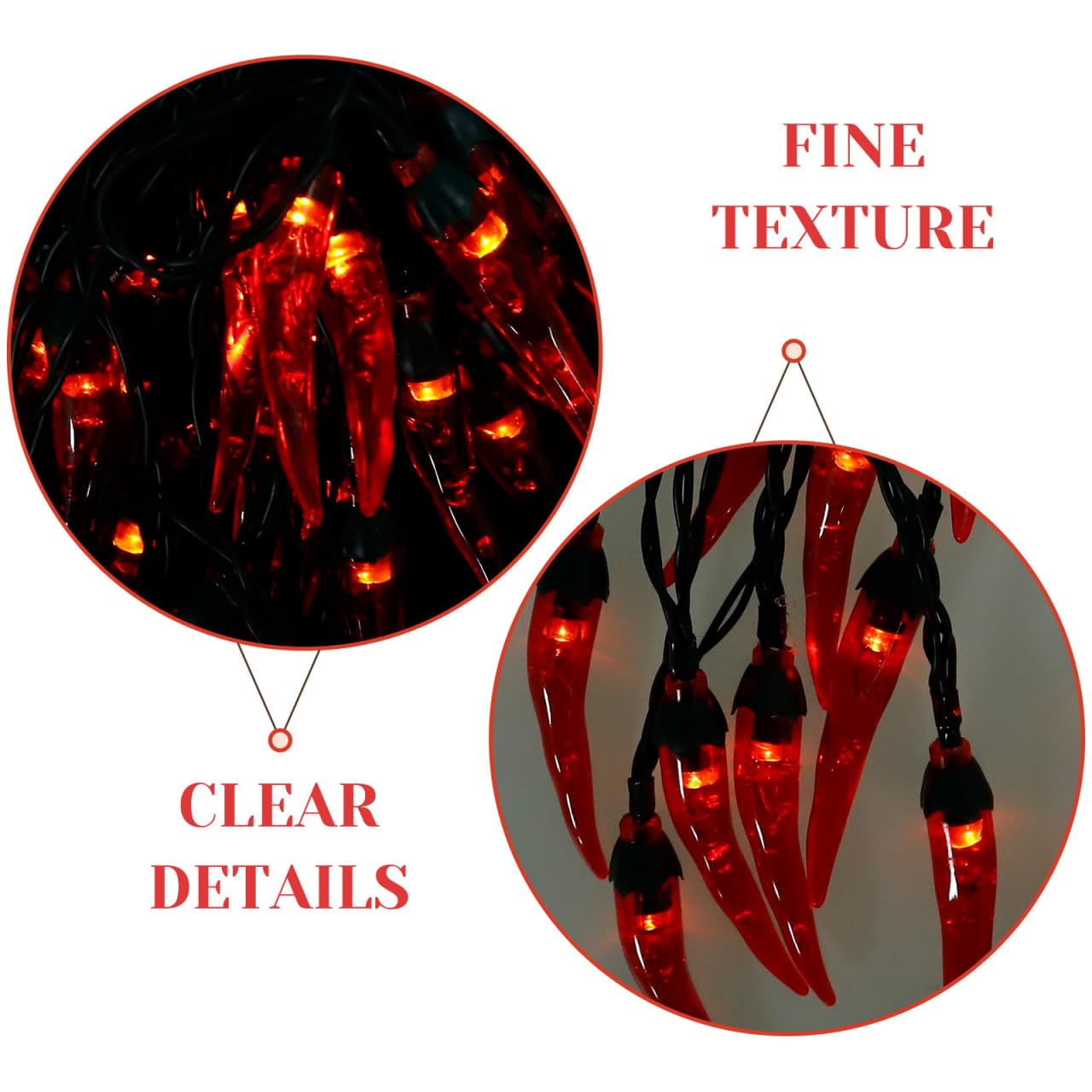Hemobllo Solar Pepper String Lights, Red LED Outdoor Fairy Lights Waterproof & Automatic Charging for Garden, Patio, Party & Christmas Decor