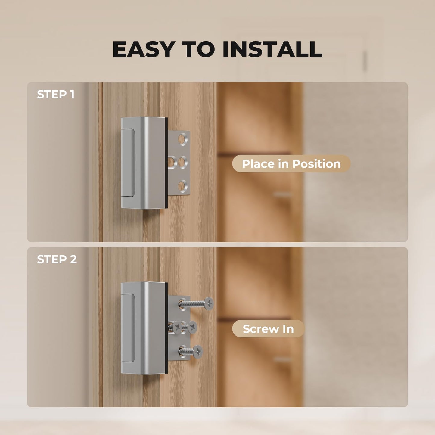 Steinwhale 3 Pack Home Security Door Reinforcement Lock, Childproof Safety Door Lock Latch Stopper, Removable Screw-Mounted, Prevent Home Unauthorized Entry, Aluminum Construction, Withstands 800 lbs
