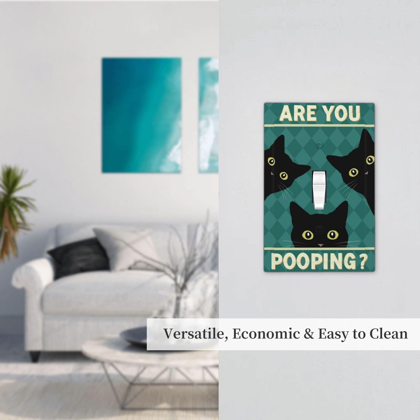 JDAKHD Unique Cats Light Switch Cover Plate Modern Cat Funny 1 Gang Decorative Wall Plate Green Cute Black Kitty Single Toggle Outlet Switch Faceplate Cover Bathroom