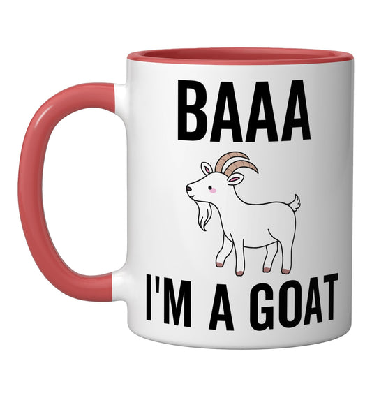 Baaa I'm a Goat Funny Halloween Party Animal Costume Ceramic Mug, Red/White