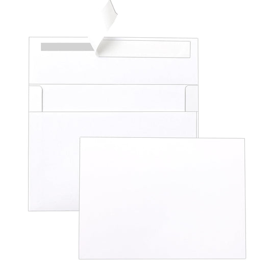 Silunkia 100 Packs White Single Panel Blank Cards and Envelopes 5 x 7 Heavy Flat Cardstock and A7 Envelopes Self Seal for Wedding Invitations, Birthday Party, DIY Greeting Cards, Graduations