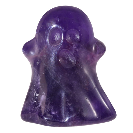 Amogeeli 1 Inch Natural Amethyst Ghost Figurine, Hand-Carved Stone Ghost Statue for Halloween Decoration