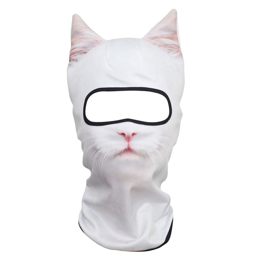 WTACTFUL 3D Animal Ears Balaclava Windproof Face Mask Cover Protection for Music Festivals Raves Halloween Party Riding Skiing Snowboarding Snowmobile White Cat MEB-27