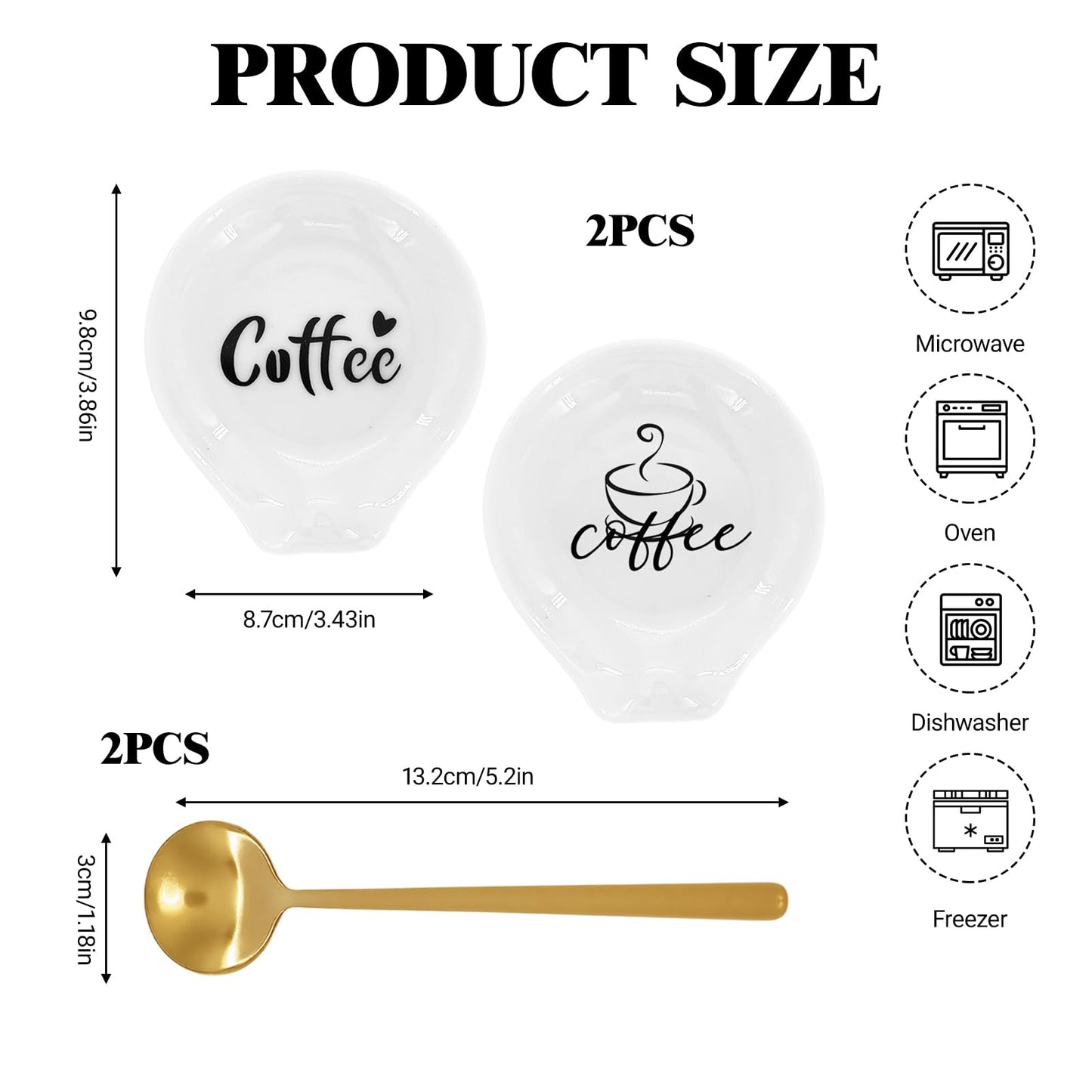 Coffee Spoon Rest Set of 2, Monogram Ceramic Spoon Holder with Matching Coffee Spoons, Cute Spoon Rest for Kitchen & Coffee Bar, Thoughtful Gift for Coffee Lovers, Anniversary & Friends