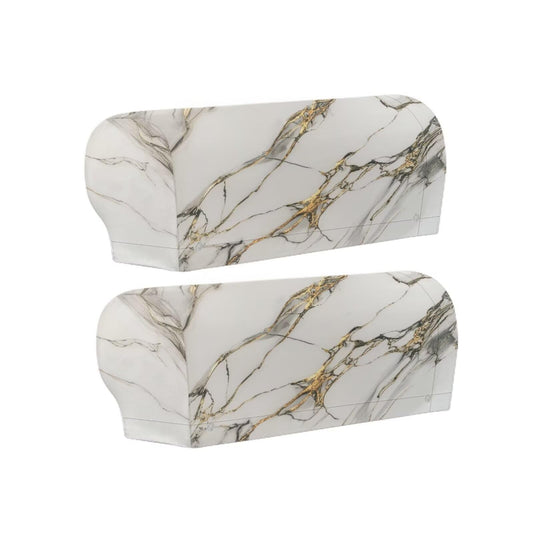 Qehuruxo White Marble Sofa Arm Covers Stretch Armrest Covers Washable Couch Arm Cover Stains Resistant Recliner Armchair Cover Anti-Slip Armrest Slipcovers Set of 2 Furniture Protector