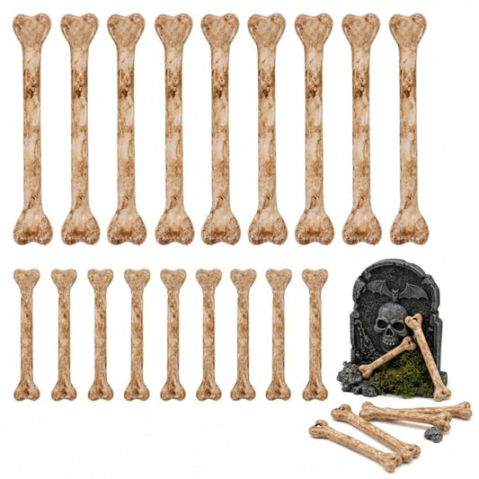 Homoyoyo Fake Bones: 20pcs Skeleton Simulation Bones Plastic Mini Skeleton Charms with Holes for Stringing DIY Crafts Halloween Decoration Small Scene Props Multi-Functional Fake, Two Size 3.93/2.95In