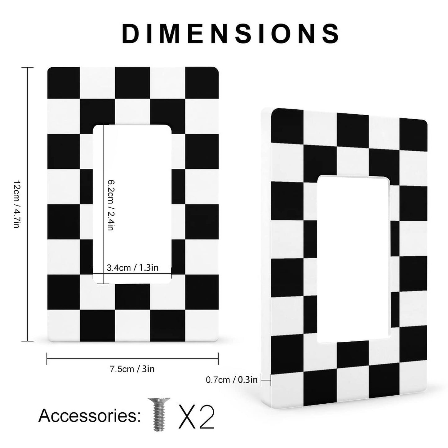 SEPTYK Black White Race Checkered Flag Pattern Light Switch Wall Plate Faceplate Cover Single Rocker 1 Gang Decorator Outlet Receptacle Covers for Home Kitchen Room Bathroom Decor