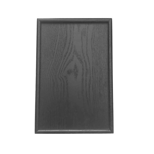 AUXBC 12x8 Inch Black Wood Serving Tray with Raised Edges, Rectangle Decorative Platter for Kitchen Home Decor, Wooden Charcuterie Board for Snacks Appetizers Coffee Tea Breakfast Food Display