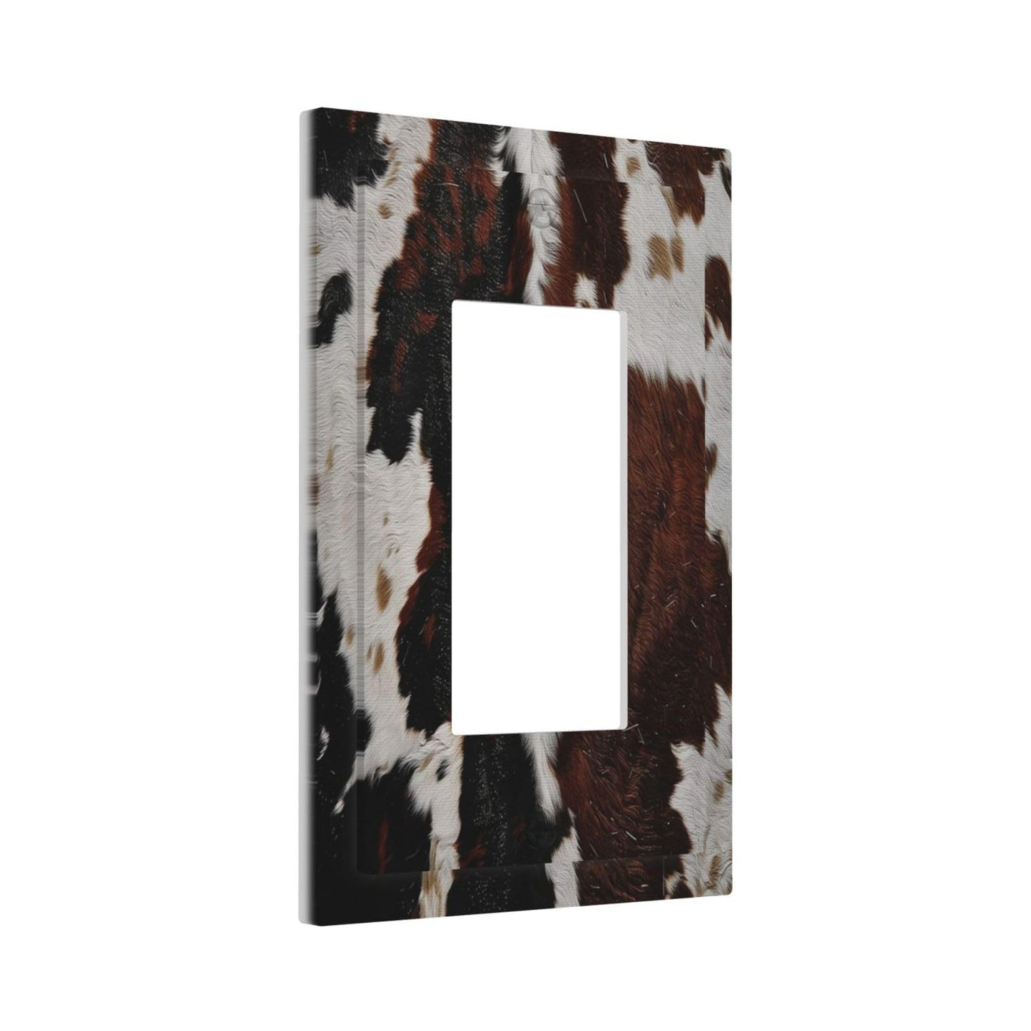 Cowhide Print Abstract Animal Fur Rustic Decorative Outlet Covers 1 Gang Single Rocker Light Switch Cover Plate Wall Plates GFCI Faceplate for Farmhouse Home Decor