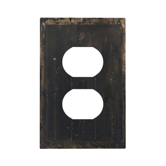 Gnauhuott Outlet Covers Black And White Dandelion Art Vintage Wood Grain 1 Gang Duplex Light Switch Cover Plate Decorative Switch Plate Covers Electrical Socket Cover for Farmhouse Cabin Decor