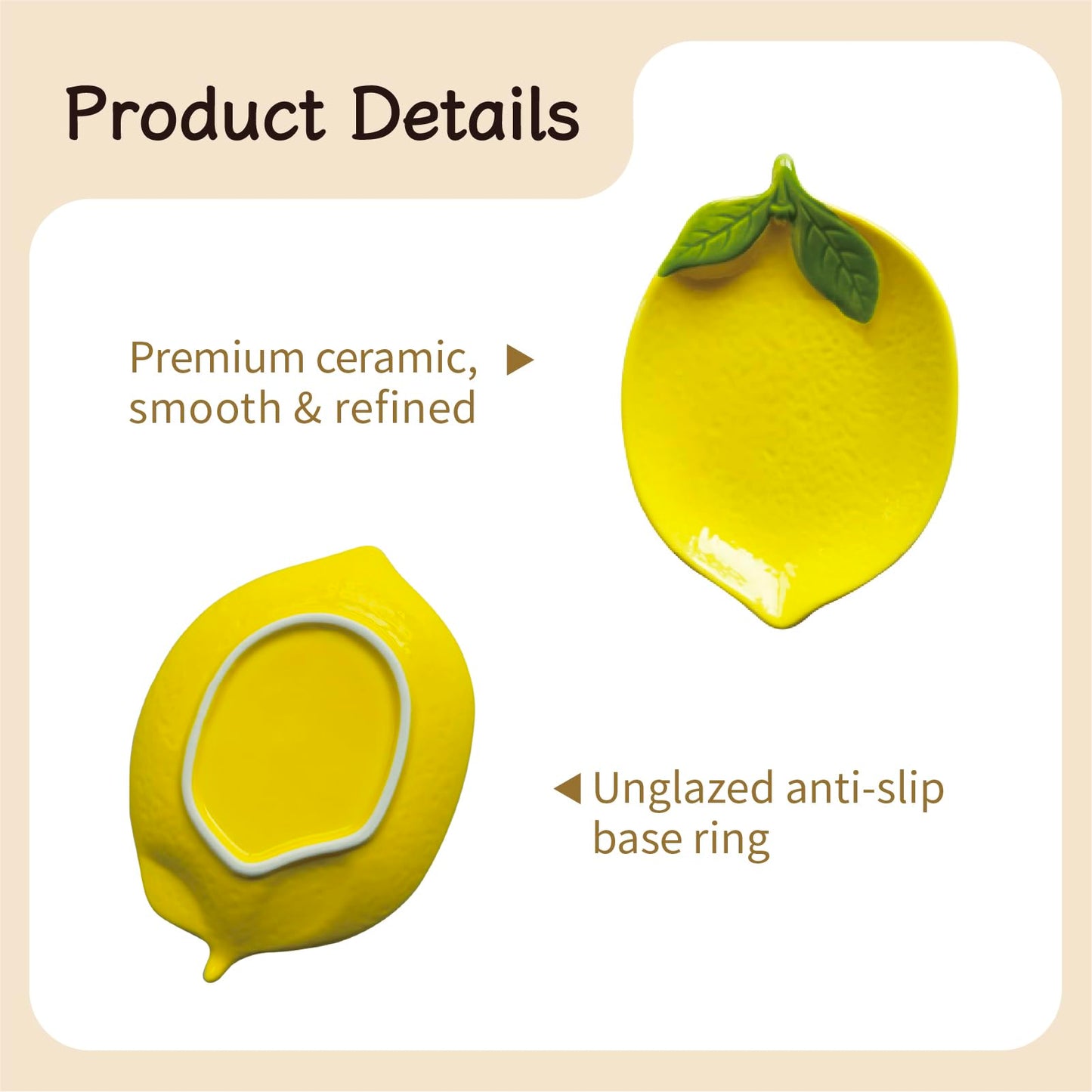 SEICASAYA Ceramic Spoon Rest Set of 2, Lemon Shaped Kitchen Utensil Holder, Decorative Yellow Ceramic Countertop Protector, 6.1 x 4.1 inches (Yellow Lemon)