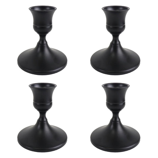 Vintage Black Taper Candle Holders Set of 4, Metal Candlestick Holders Elegant Handcrafted Décor for Weddings, Dining & Meditation,Table Centerpiece, Party, Christmas Decoration or Home Decor
